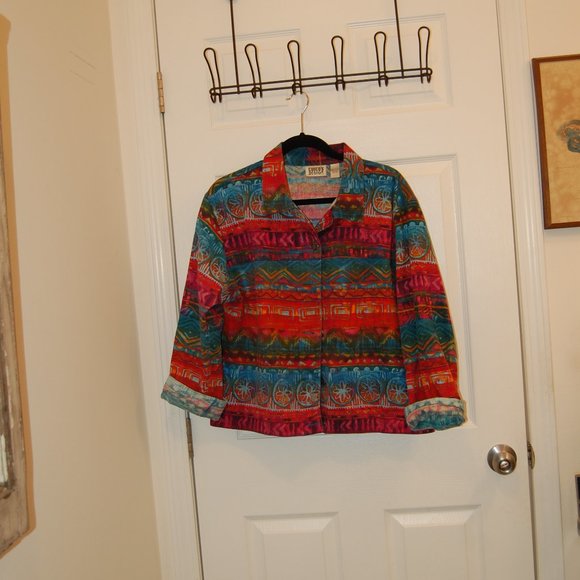 Chico's Design 100% Cotton Multi Color 6 Button Jacket Size 3 (XL) - Picture 4 of 13
